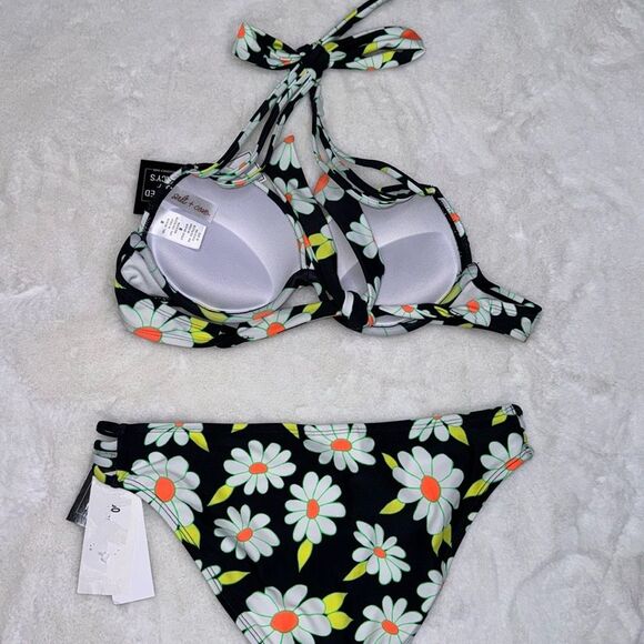 SALT + COVE Juniors' Daisy Dance Strappy Underwire Push-Up Bikini Set Size M - Picture 7 of 12
